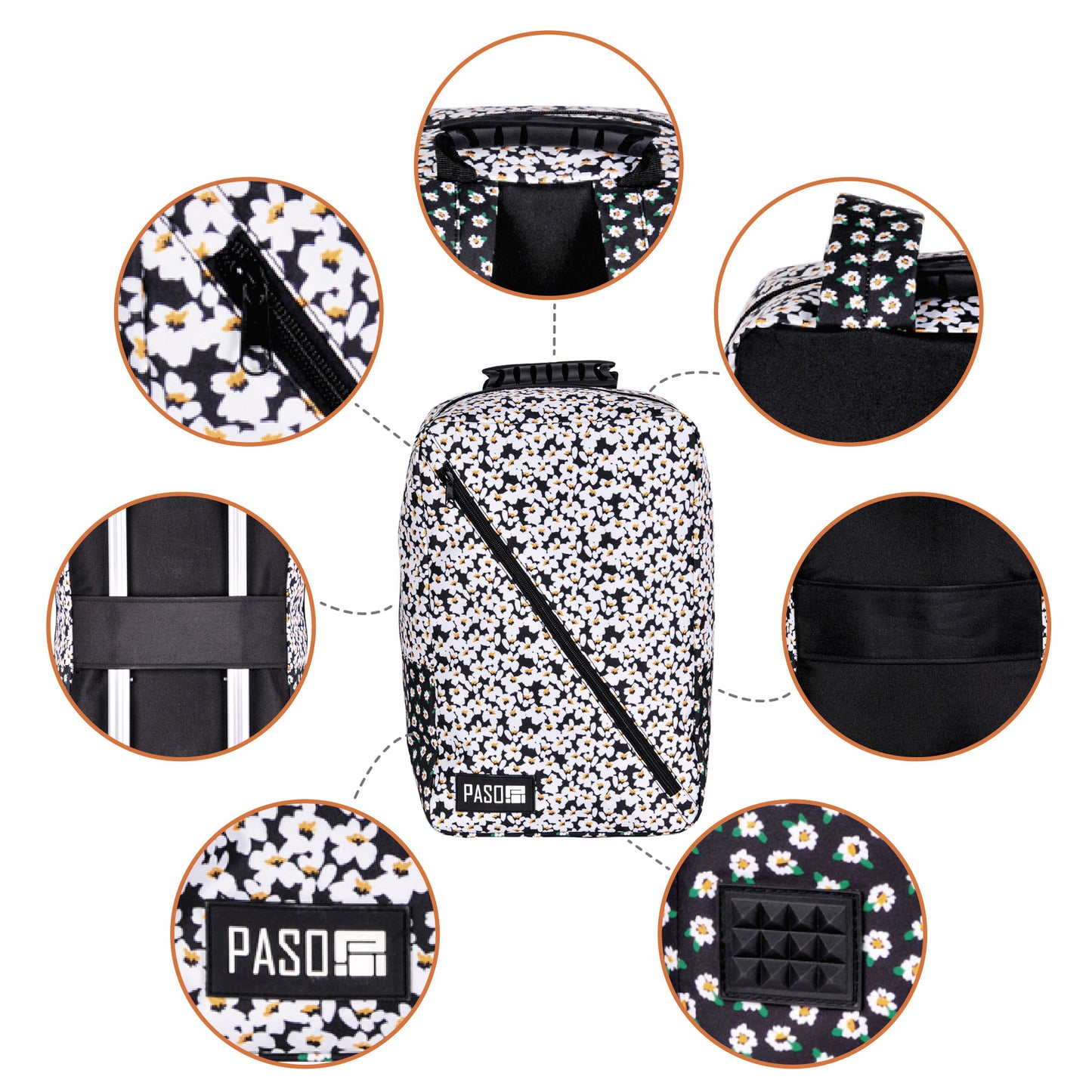 Paso rugzak - 40x20x25 cm - bloemen - Wizzair - Ryanair - handbagage