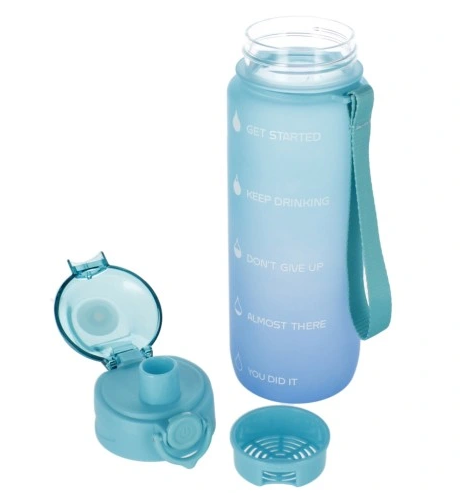 Starpak motivational drinking bottle - 750 ml - cord - blue - water bottle