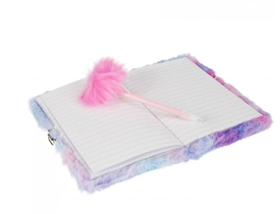 Starpak dagboek met oordopjes - koptelefoon - hoofdtelefoon– pluche – zacht - fluffy – 13x18cm - konijn