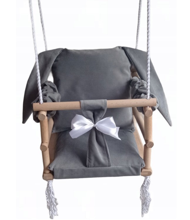 Szczerbuś - baby swing - rocking chair - rabbit - grey - 3 in 1 - handmade (available online only)