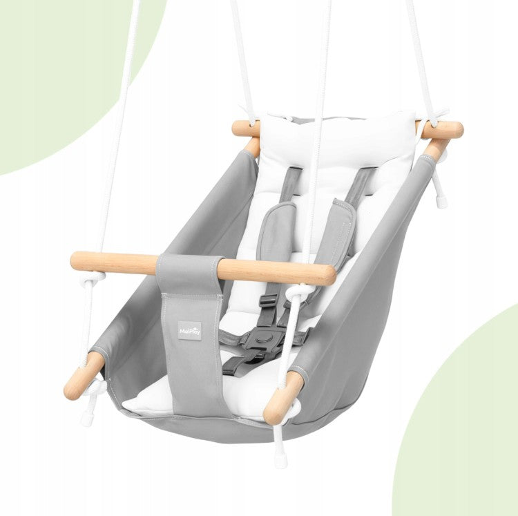 MalPlay-Malo Wave-child swing - baby swing - cradle - rocking chair - grey/white - swing