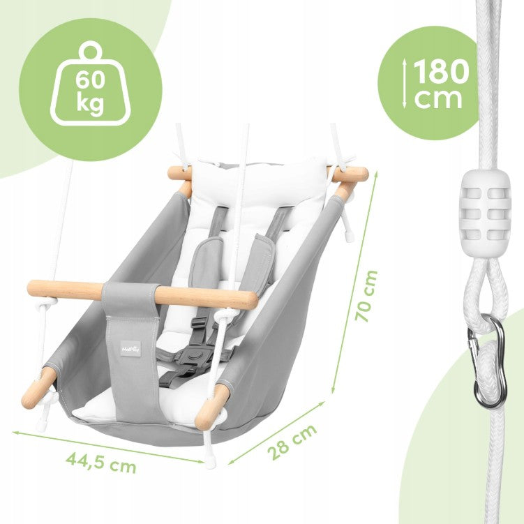MalPlay-Malo Wave-child swing - baby swing - cradle - rocking chair - grey/white - swing