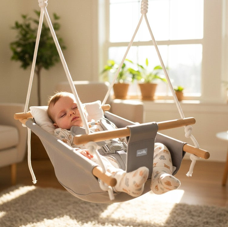 MalPlay-Malo Wave-child swing - baby swing - cradle - rocking chair - grey/white - swing
