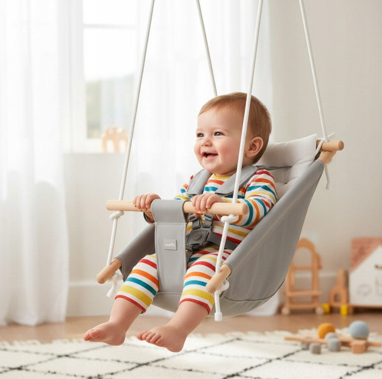 MalPlay-Malo Wave-child swing - baby swing - cradle - rocking chair - grey/white - swing