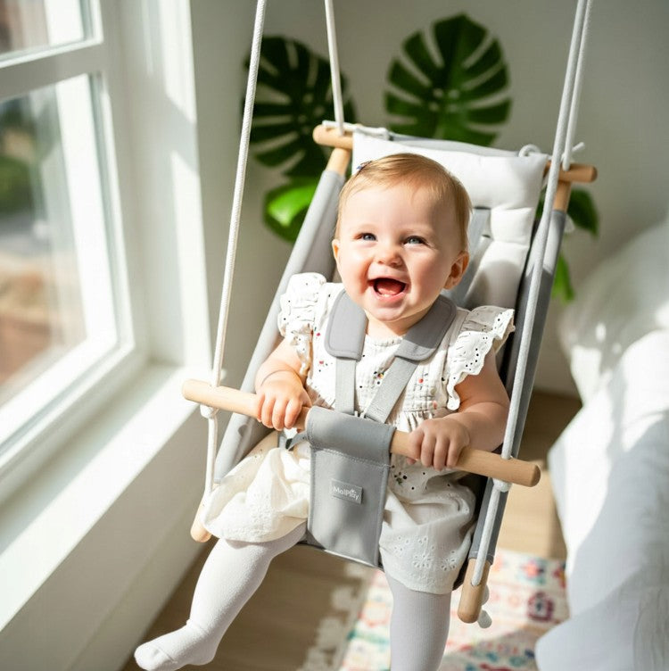 MalPlay-Malo Wave-child swing - baby swing - cradle - rocking chair - grey/white - swing