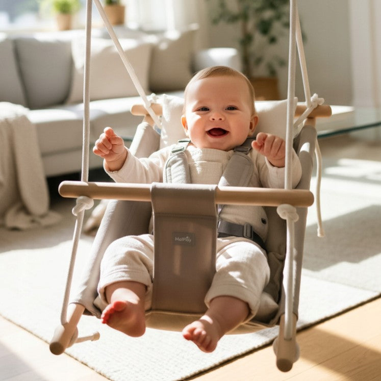 MalPlay-Malo Wave-child swing - baby swing - cradle - rocking chair - grey/white - swing