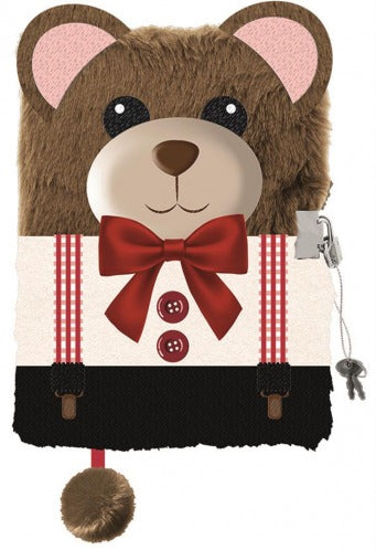 Dagboek met hangslot 3D Teddybeer bruin A5, 96 pagina's