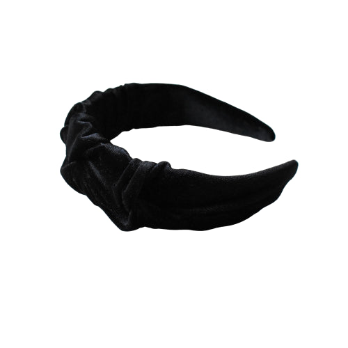 Zwart fluwelen hoofdband met ruches HANDGEMAAKT