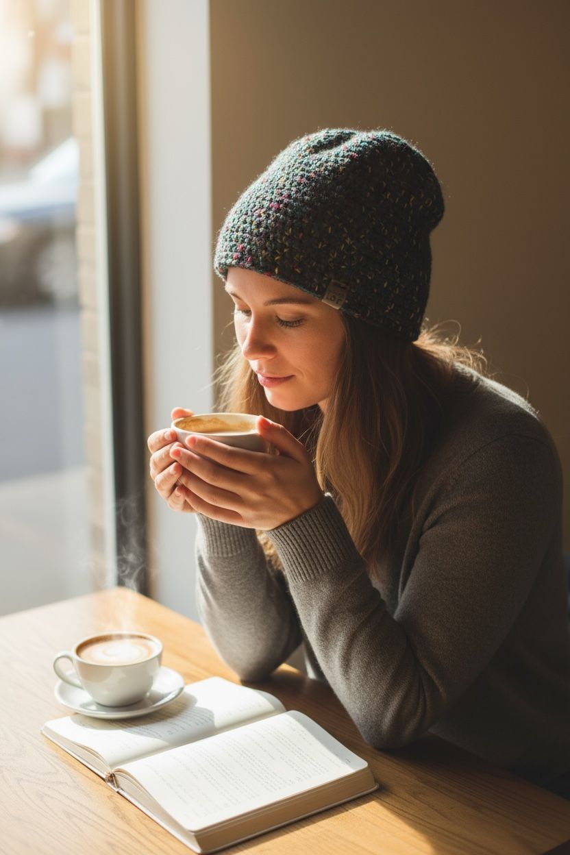 Handgehaakte muts - marineblauw gemêleerd