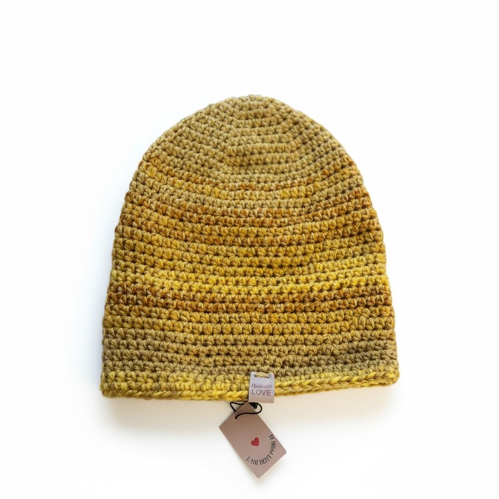 Handgehaakte muts - geel gemêleerd