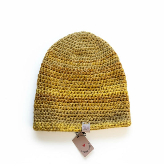 Handgehaakte muts - geel gemêleerd