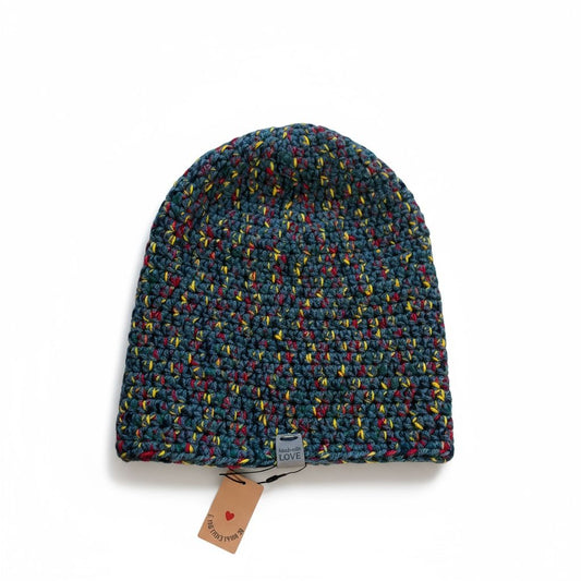 Handgehaakte muts - marineblauw gemêleerd