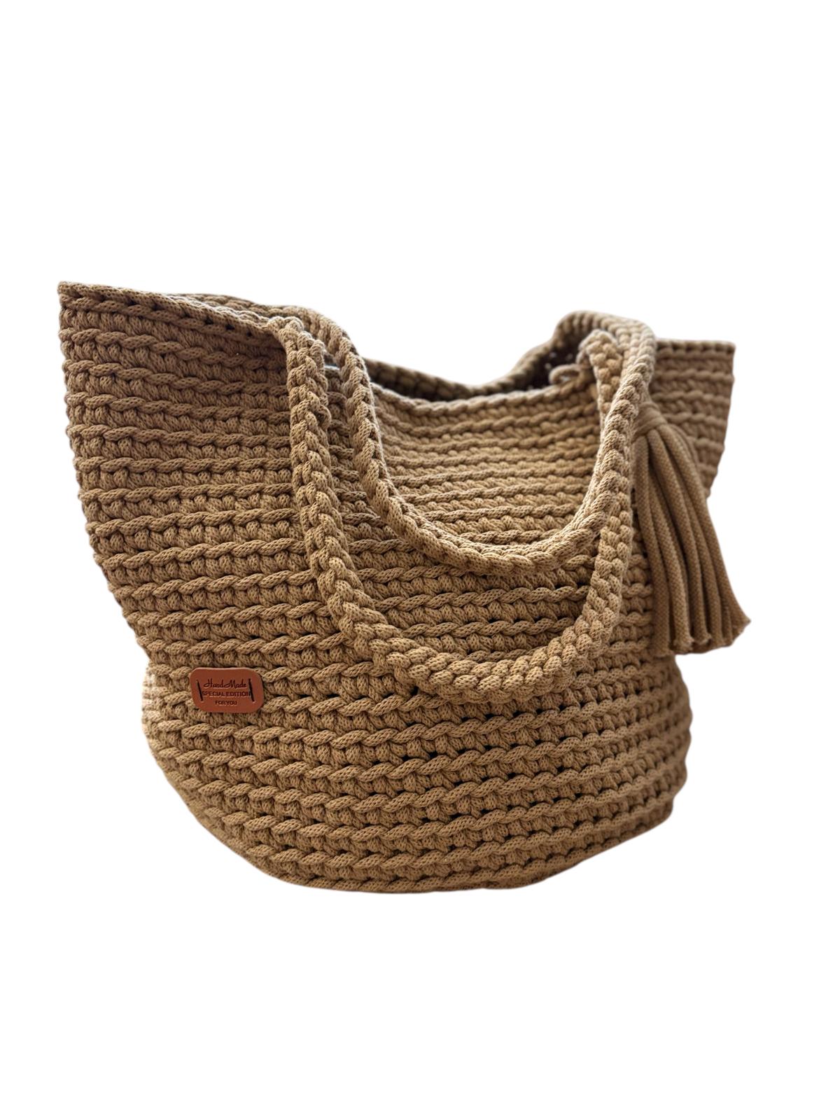 Gehaakte shopper tas handgemaakt- Karamel