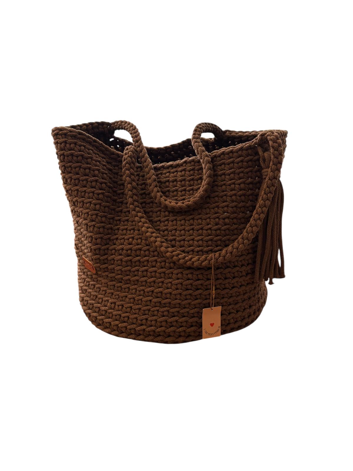 Gehaakte shopper tas handgemaakt - bruin