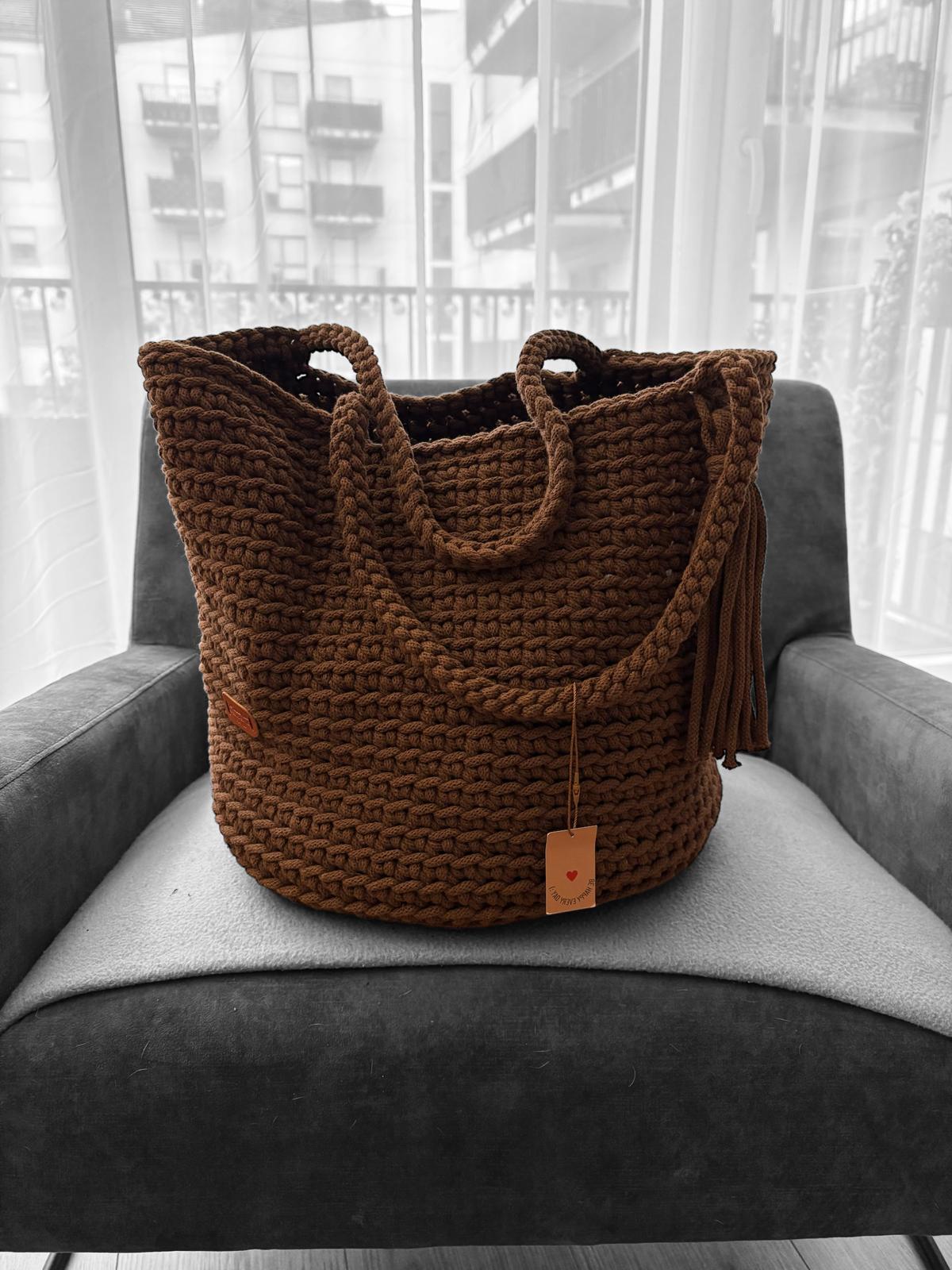 Gehaakte shopper tas handgemaakt - bruin