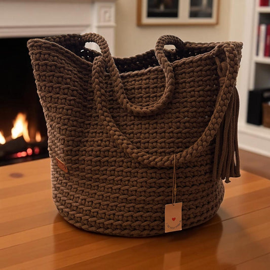 Gehaakte shopper tas handgemaakt - bruin