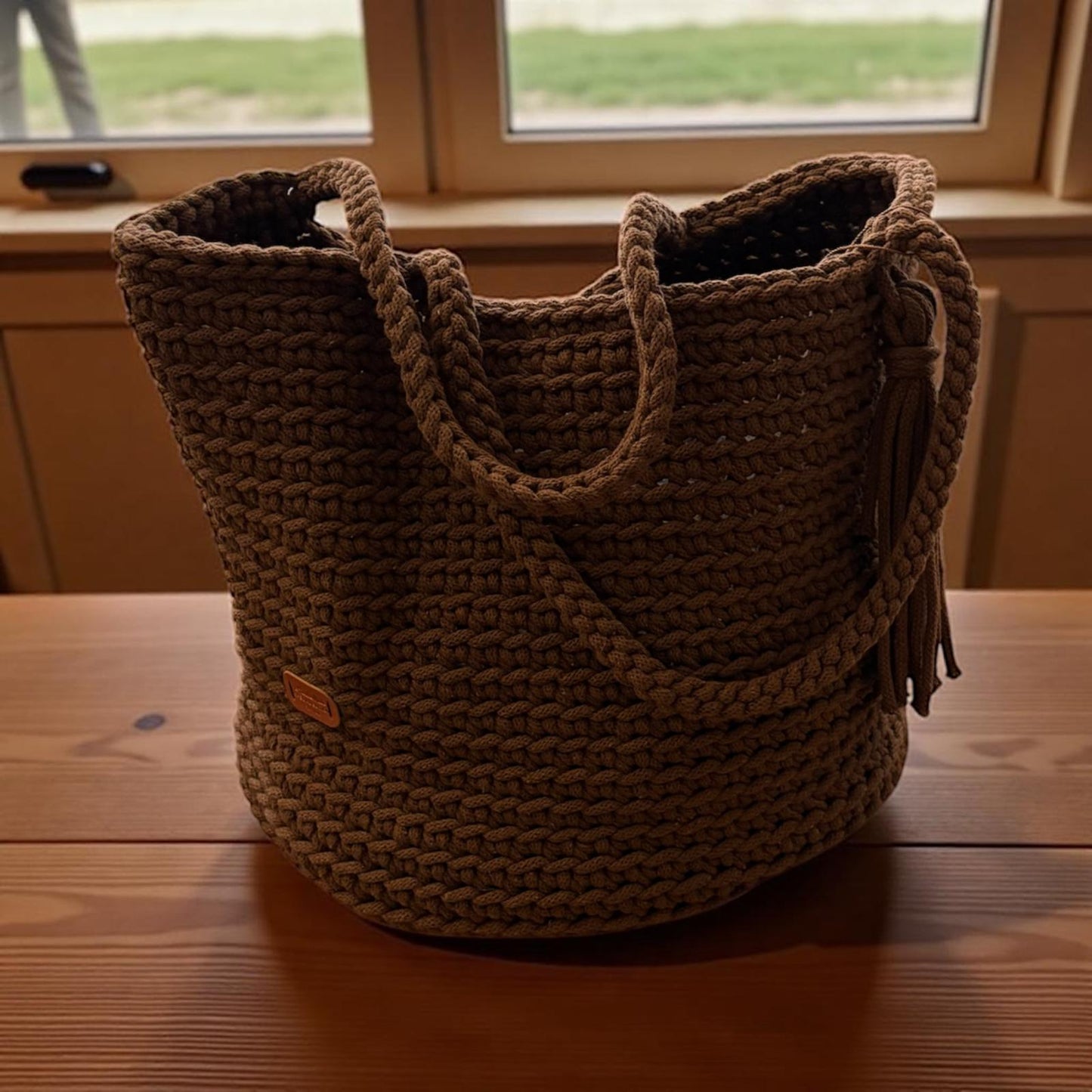 Gehaakte shopper tas handgemaakt - bruin