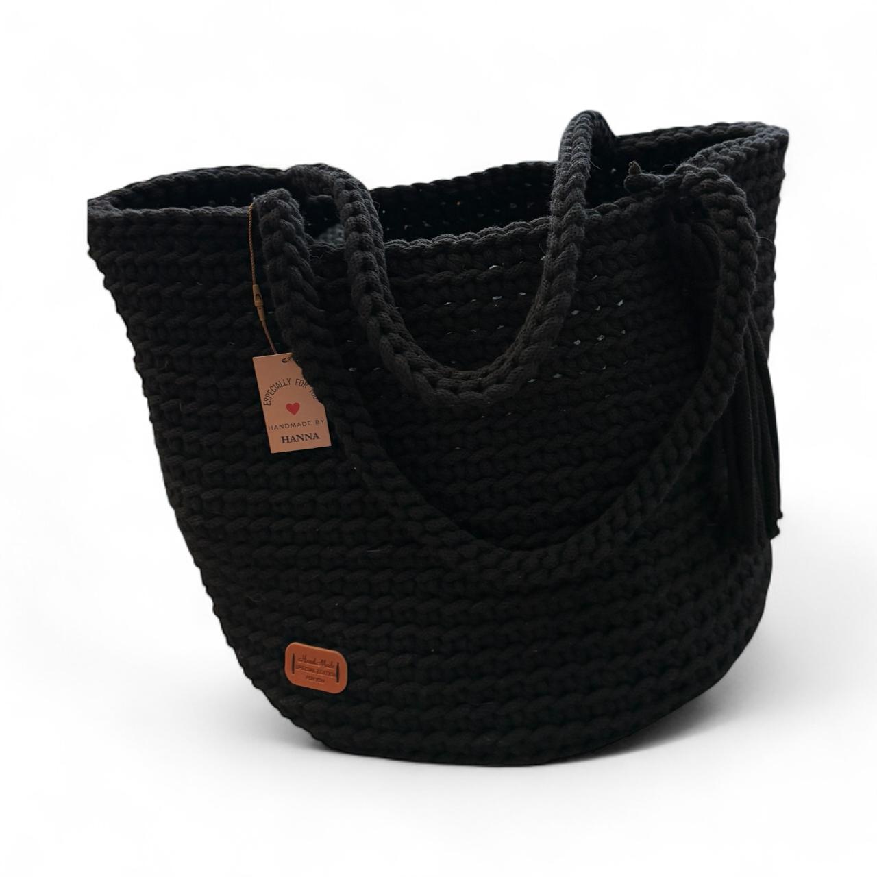Gehaakte shopper tas handgemaakt - zwart