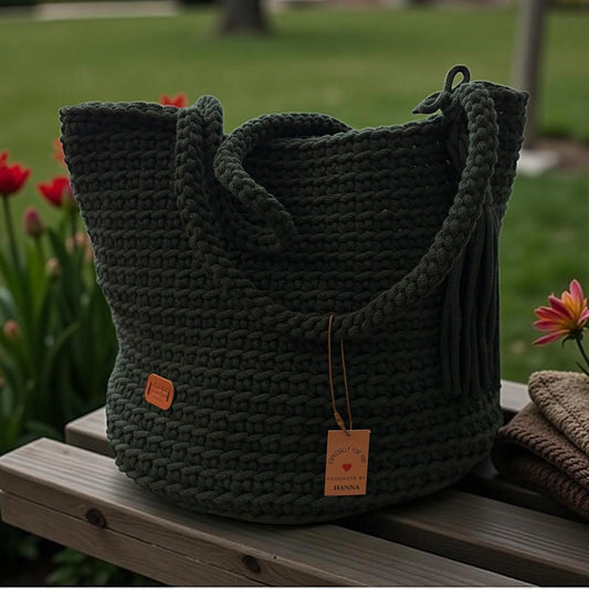 Gehaakte shopper tas handgemaakt- groen