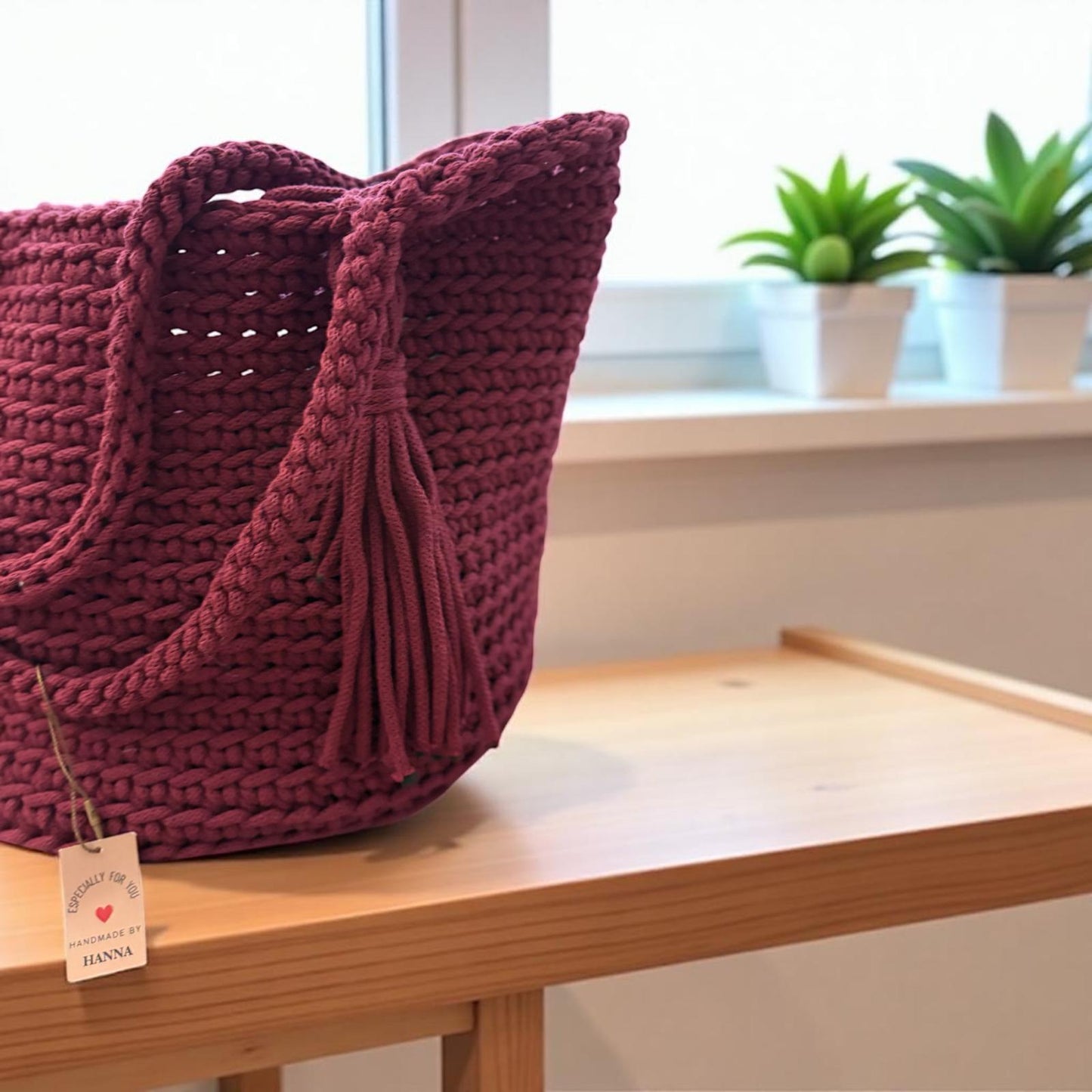 Gehaakte shopper tas handgemaakt - rood