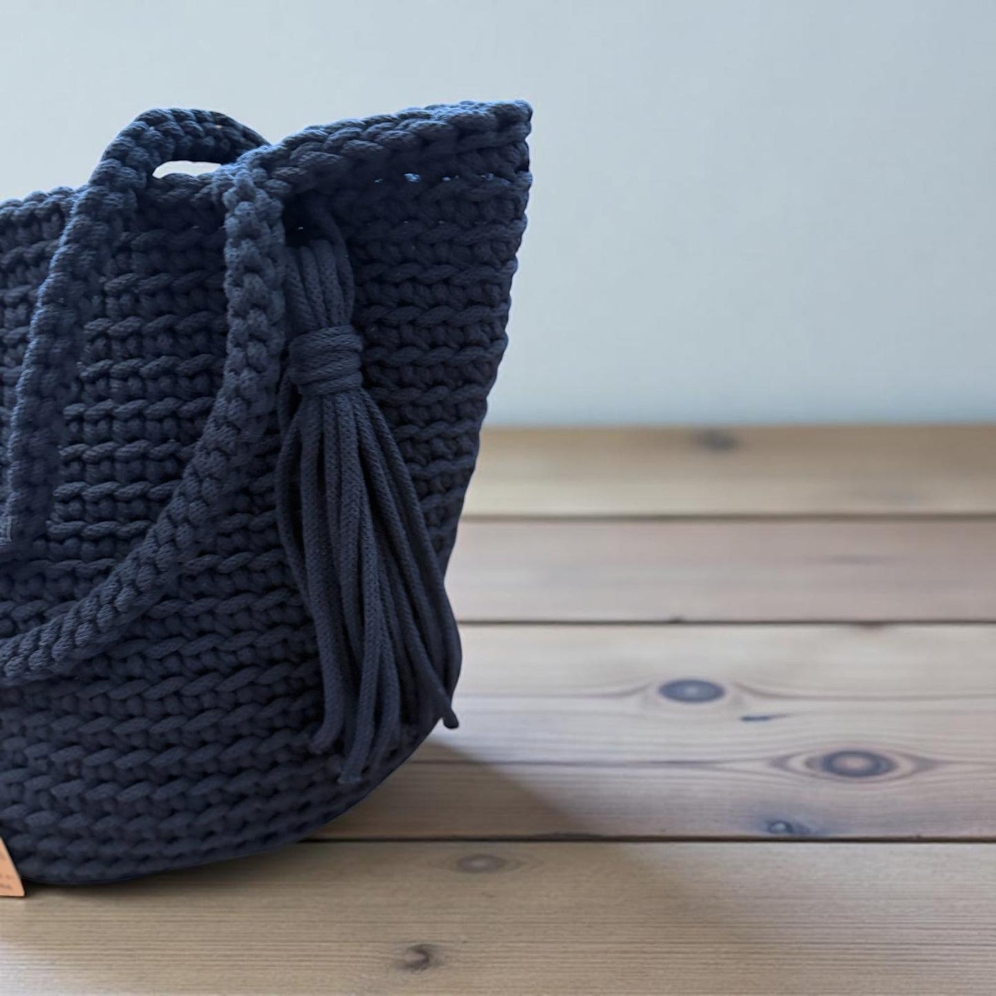 Gehaakte shopper tas handgemaakt - marineblauw