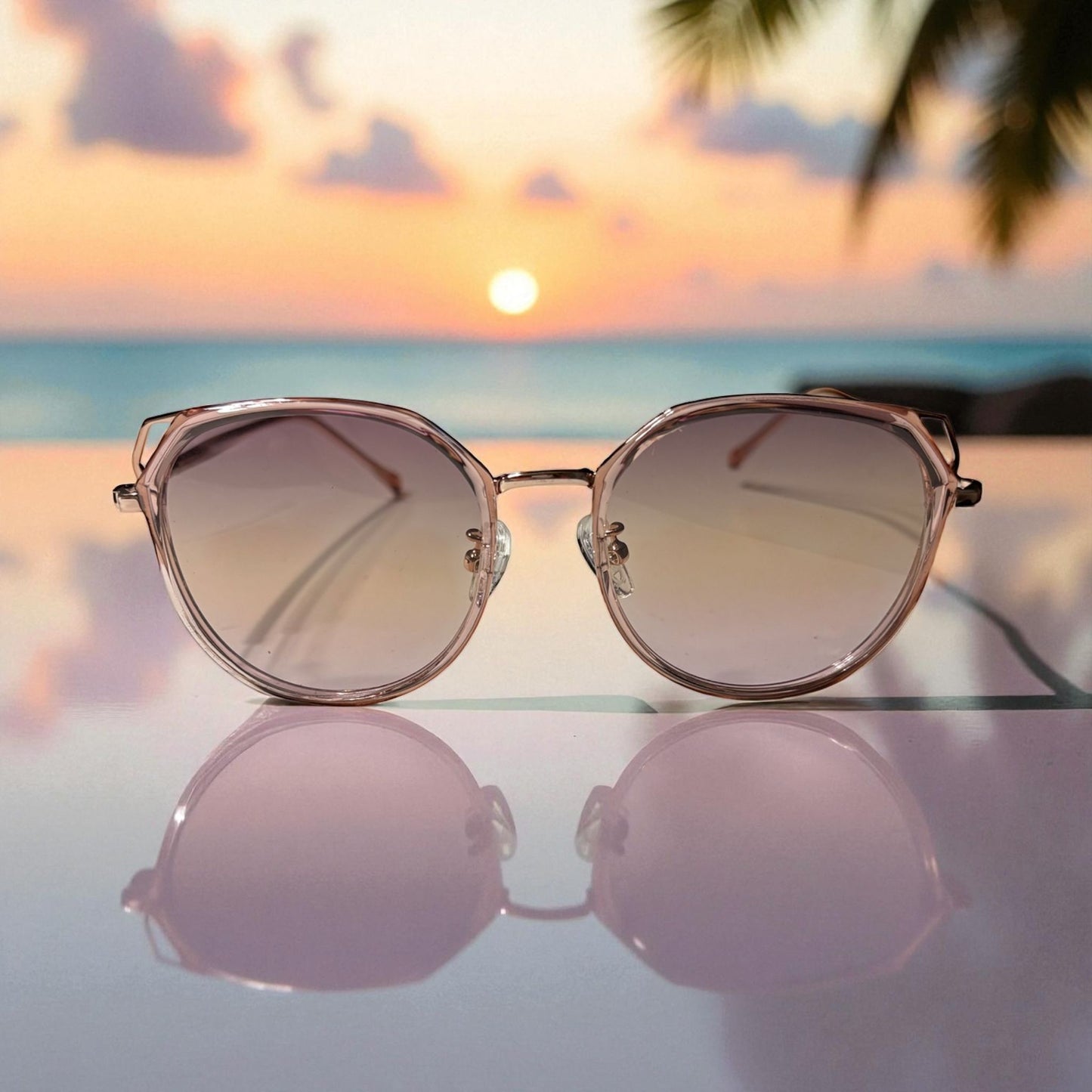 Zonnebril-Enzo Colini-Dames-Roségoud-Etui en doekje GRATIS