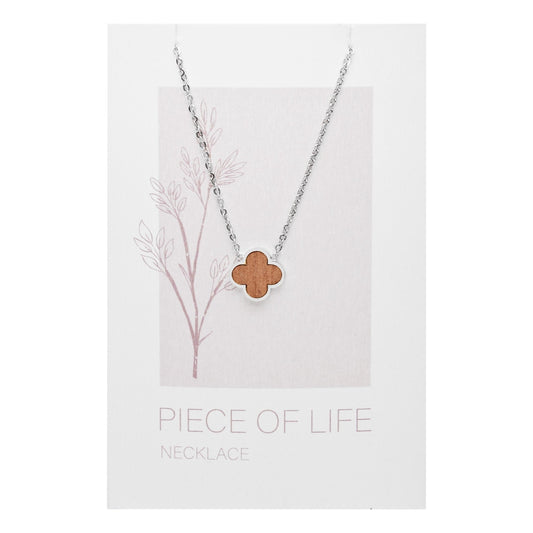 Crystals by HCA-Halsketting-Piece of Life-Roestvrijstaal-Klaverblad