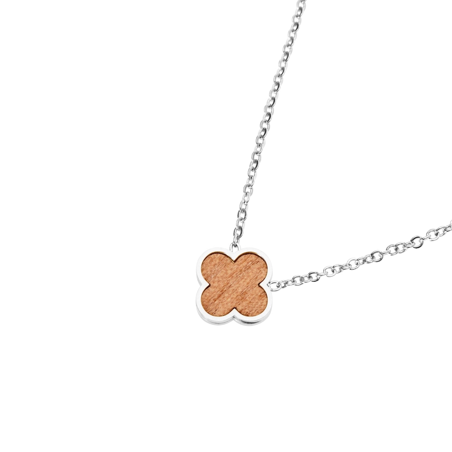 Crystals by HCA-Halsketting-Piece of Life-Roestvrijstaal-Klaverblad