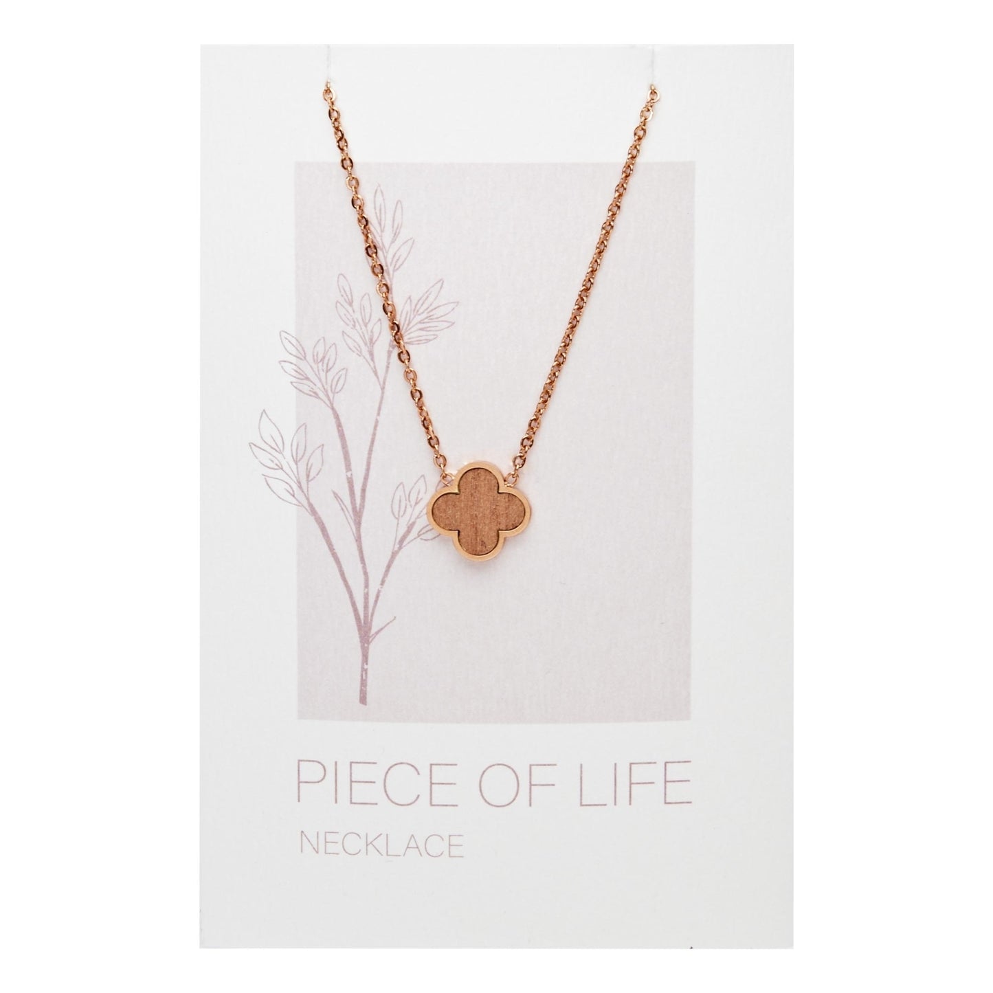 Crystals by HCA-Halsketting-Piece of Life-Roze-Verguld-Klaverblad