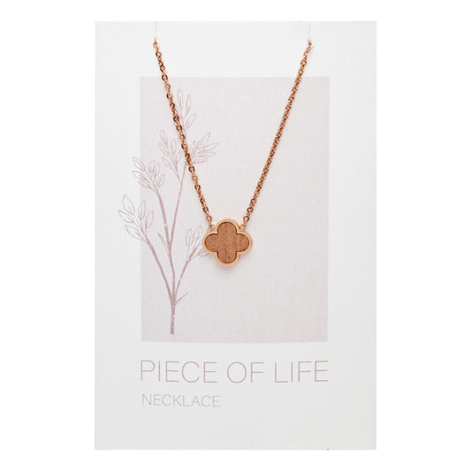 Crystals by HCA-Halsketting-Piece of Life-Roze-Verguld-Klaverblad