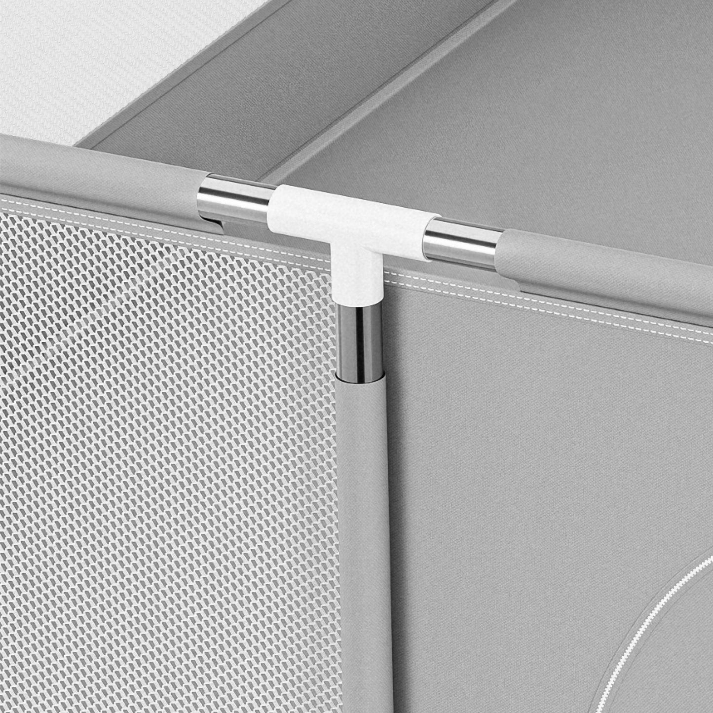 Tulano - Cozy 28 - babybox - kinderbox – 180x200 cm – voor binnen en buiten – grijs/wit – ademend gaas – EN71-gecertificeerd – 6 tot 36 maanden