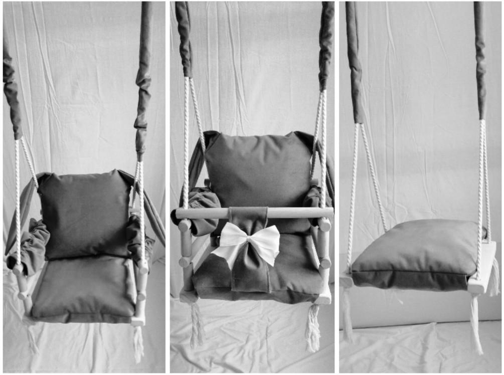 Szczerbuś - baby swing - rocking chair - rabbit - grey - 3 in 1 - handmade (available online only)