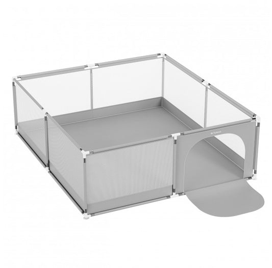 Tulano - Cozy 28 - babybox - kinderbox – 180x200 cm – voor binnen en buiten – grijs/wit – ademend gaas – EN71-gecertificeerd – 6 tot 36 maanden