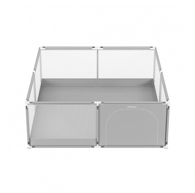 Tulano - Cozy 28 - babybox - kinderbox – 180x200 cm – voor binnen en buiten – grijs/wit – ademend gaas – EN71-gecertificeerd – 6 tot 36 maanden