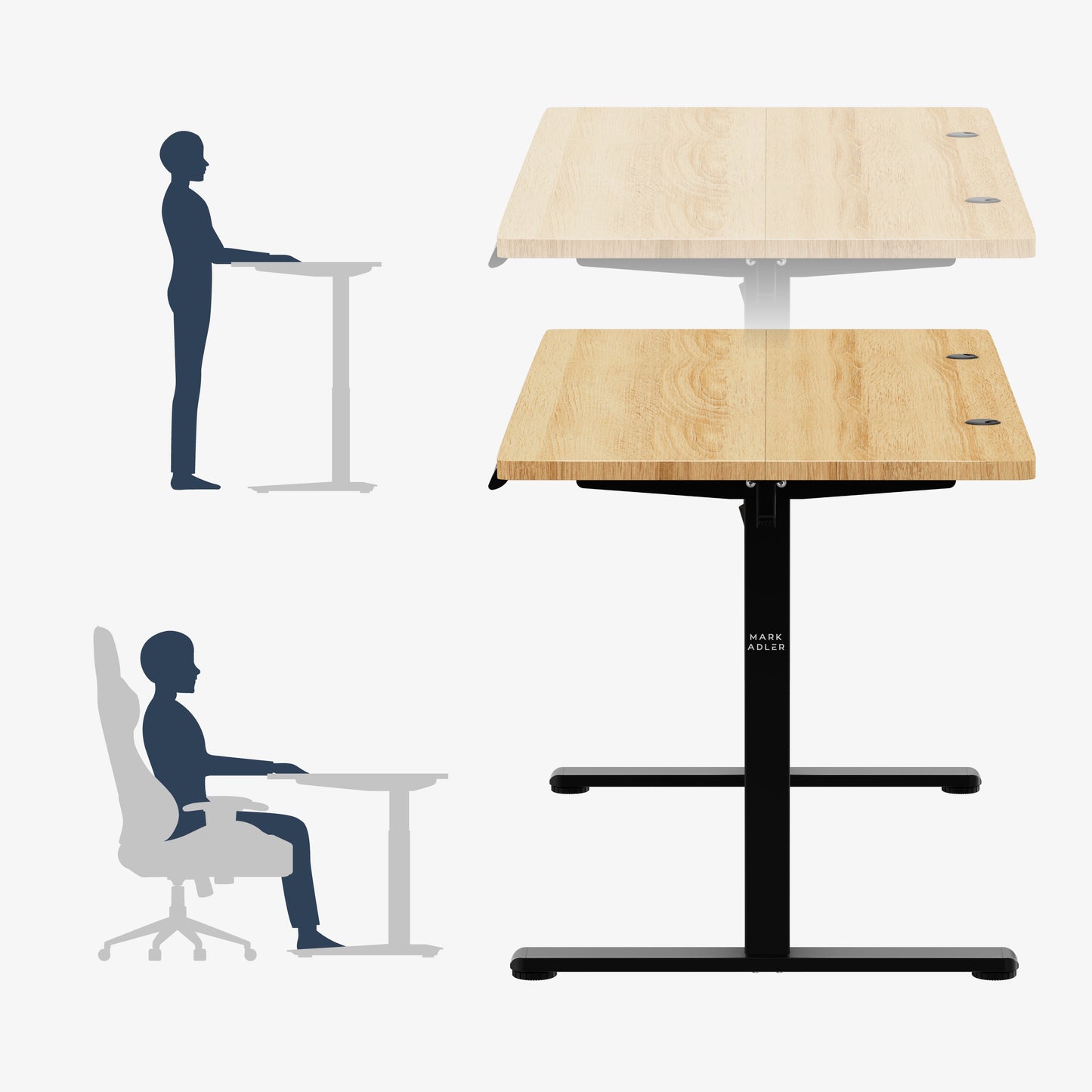 Mark Adler-Bureau-Leader 7.3-140x70 cm-Elektrisch verstelbaar-Zwart/hout