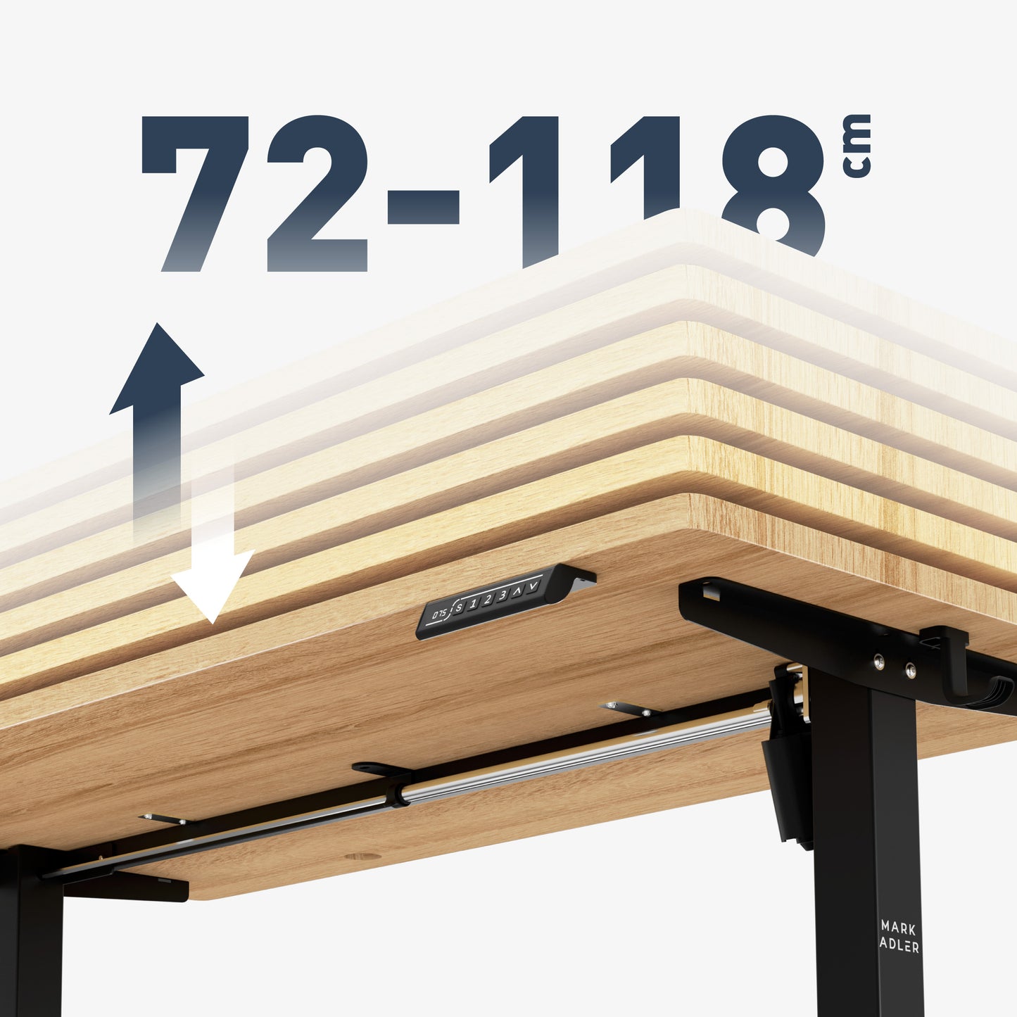 Mark Adler-Bureau-Leader 7.3-140x70 cm-Elektrisch verstelbaar-Zwart/hout