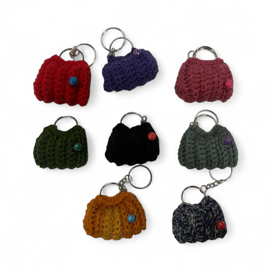 Gehaakte sleutelhanger-Tas-Mini-Diverse kleuren-Handgemaakt