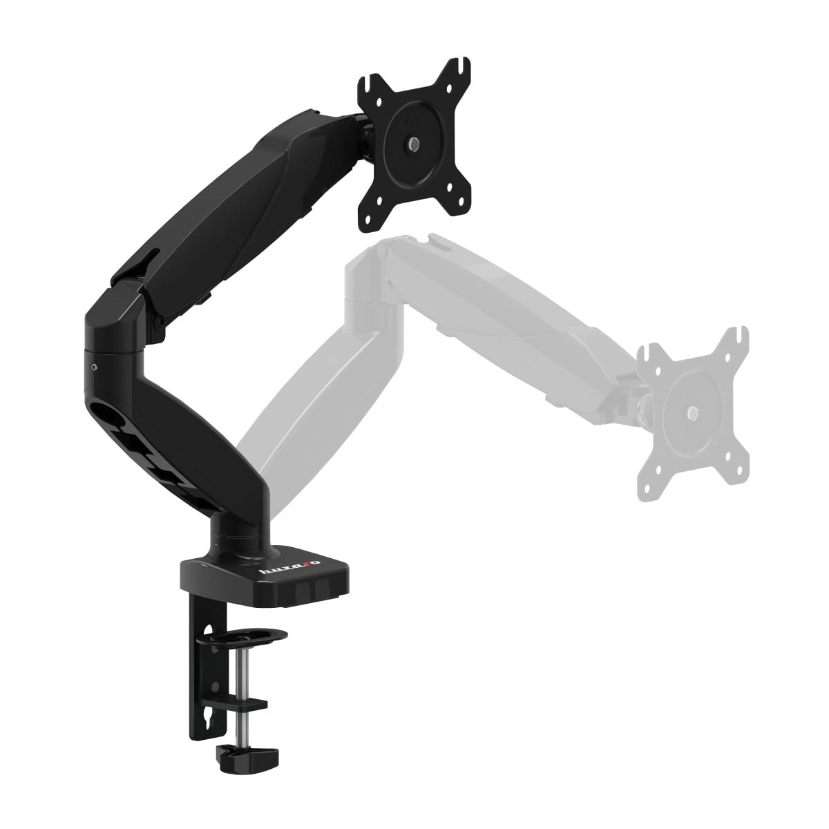 Huzaro Motion 1.2 Monitor Arm – For Screens from 15" to 27" – Gas Spring – VESA 75x75 &amp; 100x100 – Load Capacity up to 7 kg (only available online)