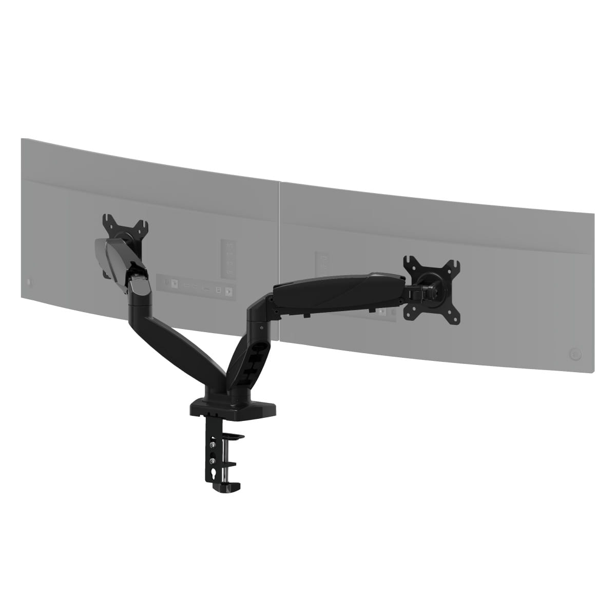 Huzaro Motion 2.2 Dubbele Monitorarm – Gasveer – Voor Schermen van 15″–27″ – VESA 75x75 / 100x100 – Draagkracht tot 2x7 kg (alleen online verkrijgbaar)