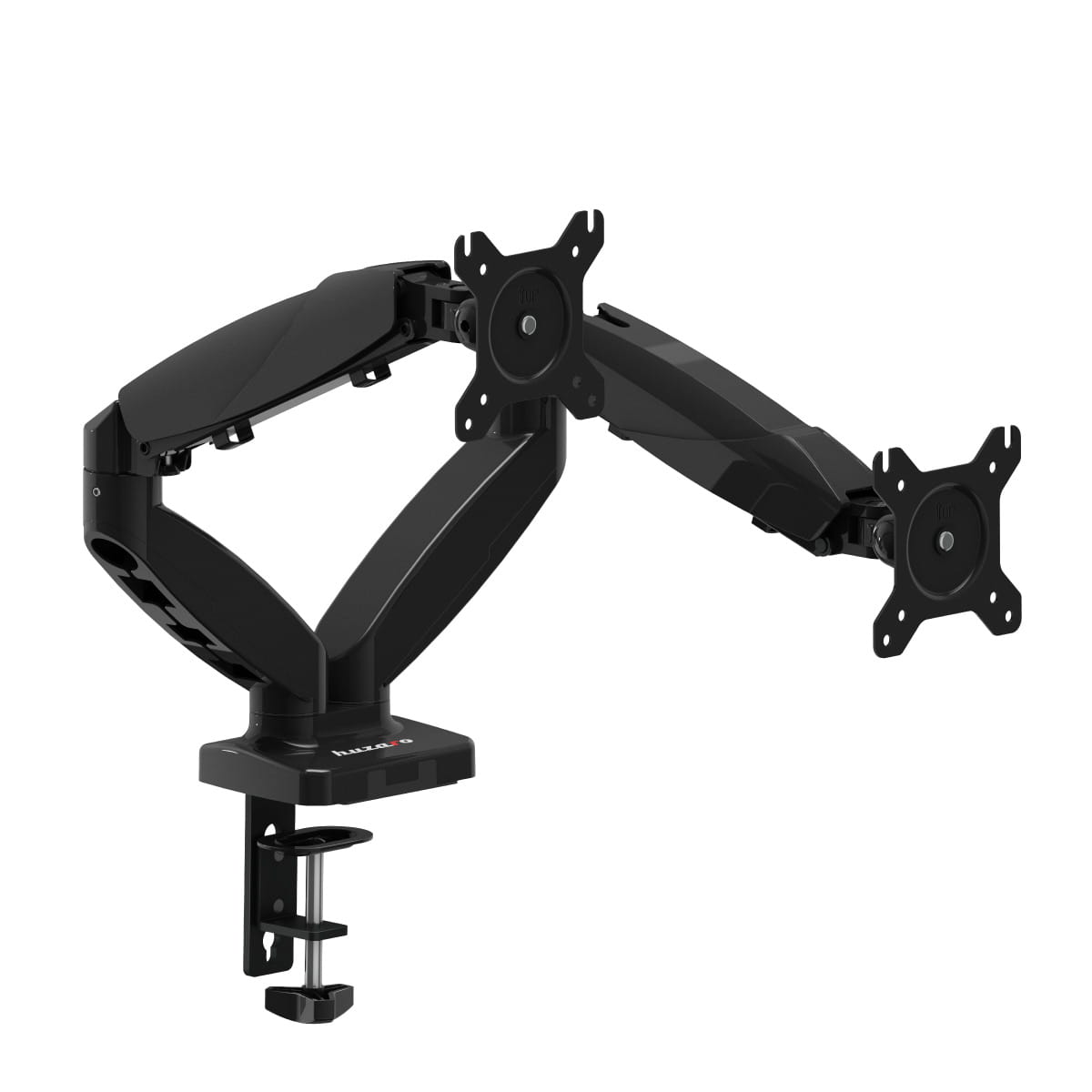 Huzaro Motion 2.2 Dubbele Monitorarm – Gasveer – Voor Schermen van 15″–27″ – VESA 75x75 / 100x100 – Draagkracht tot 2x7 kg (alleen online verkrijgbaar)