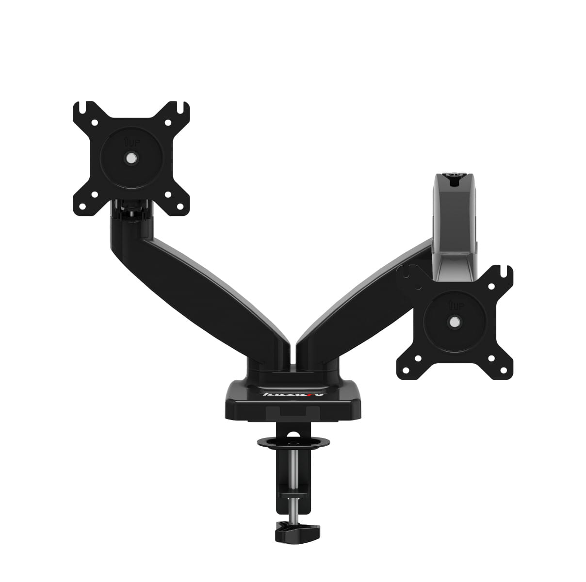 Huzaro Motion 2.2 Dubbele Monitorarm – Gasveer – Voor Schermen van 15″–27″ – VESA 75x75 / 100x100 – Draagkracht tot 2x7 kg (alleen online verkrijgbaar)