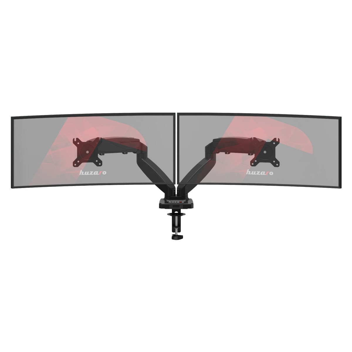Huzaro Motion 2.2 Dubbele Monitorarm – Gasveer – Voor Schermen van 15″–27″ – VESA 75x75 / 100x100 – Draagkracht tot 2x7 kg (alleen online verkrijgbaar)