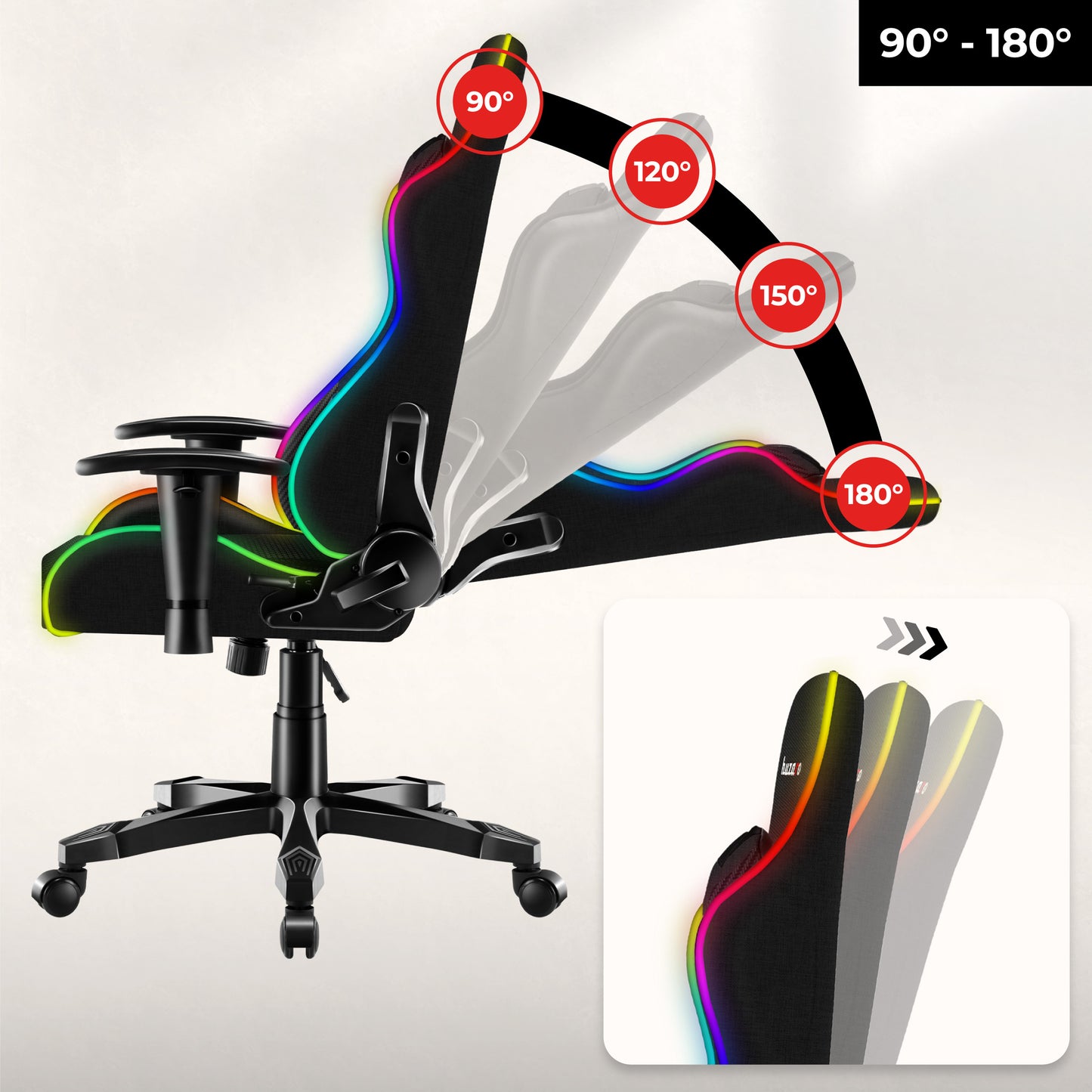 Huzaro - Ranger 6.0 RGB Mesh - Gamestoel voor kinderen (alleen online beschikbaar)