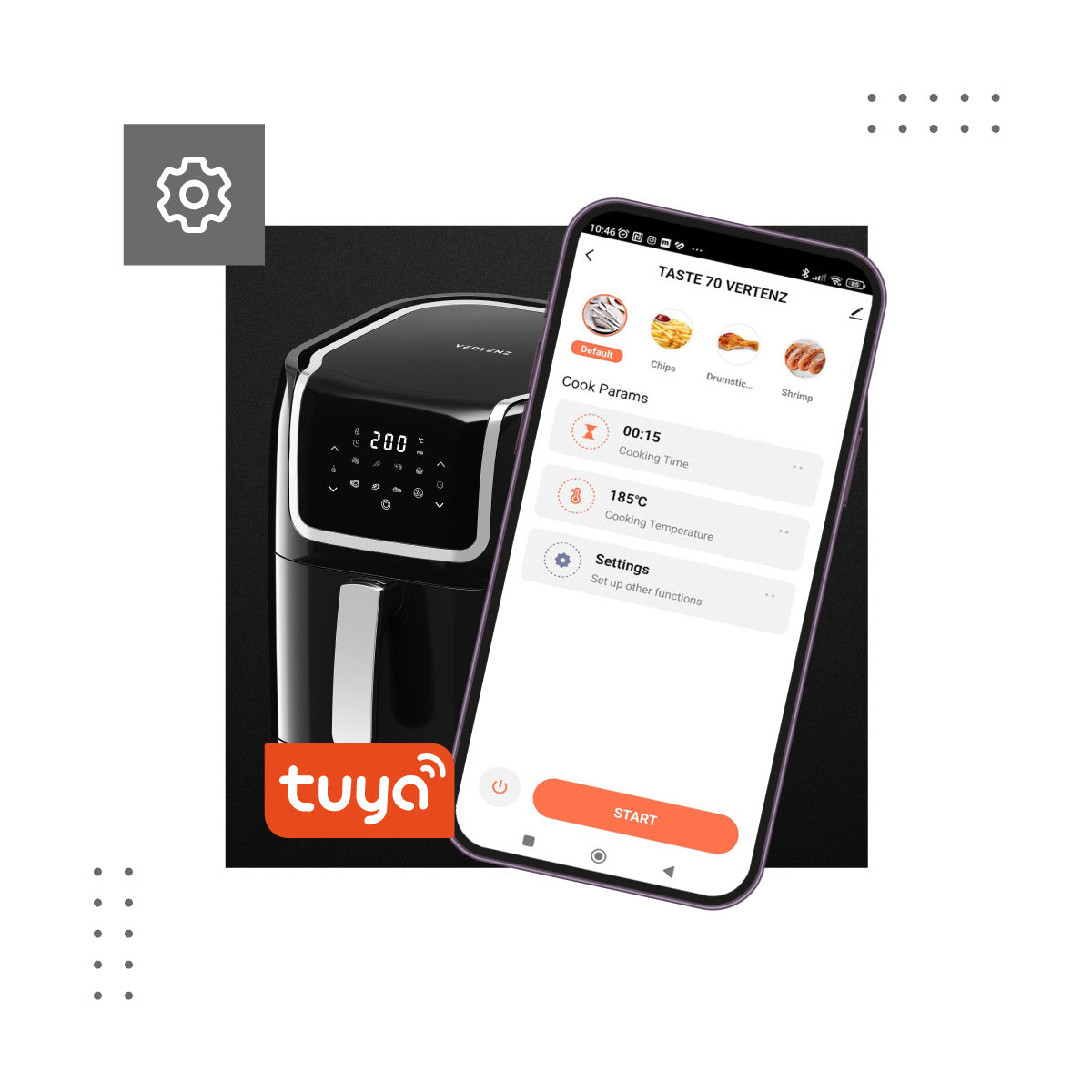 VERTENZ Taste 70 AIRFRYER SMART vetvrije friteuse Kom 7,7 l