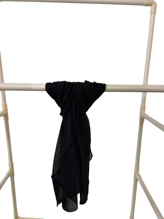 Sjaal-Katoen-Zijde-Italiaans-zwart met witte stippen